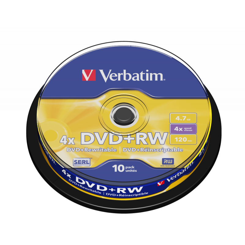 Оптичні диски Verbatim DVD+RW 4.7Gb 4X Matt Silver 10 Pack Spindle (43488)